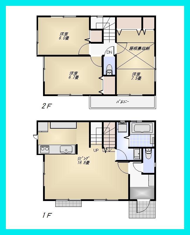 Floor plan. 39,800,000 yen, 3LDK, Land area 98.56 sq m , Building area 86.73 sq m 2 Building