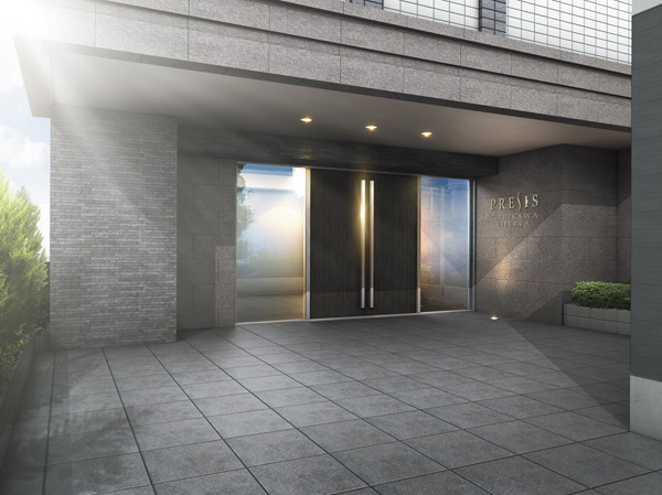 Shared facilities.  [Entrance Rendering] "Plessis Tachikawa Libertad" is conscious security, Installed security cameras in common areas on site. As live with peace of mind 24 hours watching over the day-to-day safety. (Slightly different from the actual one that caused draw based on the drawings of the planning stage. It should be noted, Planting does not indicate the status of a particular season. or, Tree species of planting, About the size has become a undetermined, At the time of completion, It is about Rendering does not grow. Around the building has been omitted)