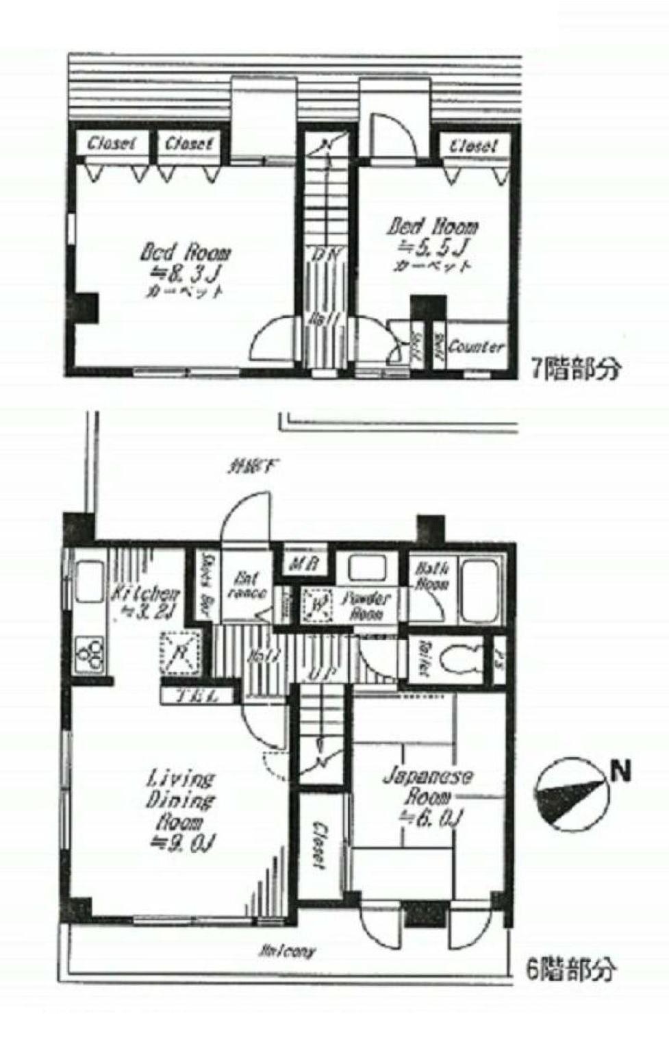 Floor plan. 3LDK, Price 31,800,000 yen, Occupied area 76.85 sq m , Balcony area 8.66 sq m