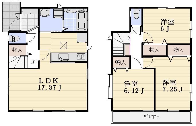 Floor plan. (1 Building), Price 33,800,000 yen, 3LDK, Land area 82.62 sq m , Building area 87.35 sq m