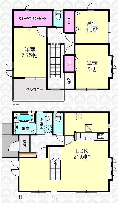 Floor plan. 48,800,000 yen, 3LDK, Land area 115.4 sq m , Building area 91.32 sq m