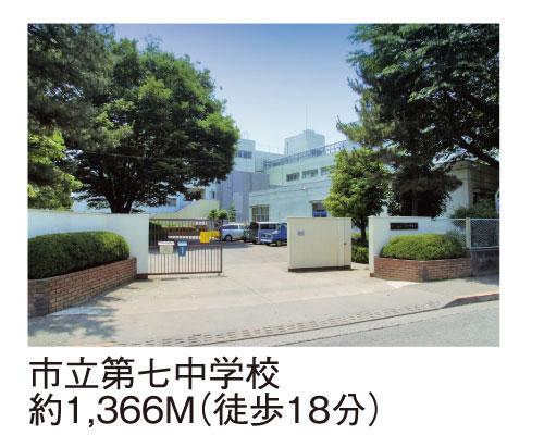 Junior high school. Junior high school in the north-west side walk 18 minutes of the property. 