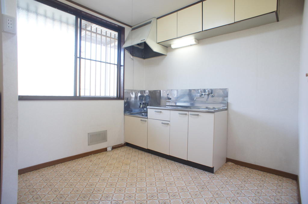 Kitchen. There is a window in the kitchen.