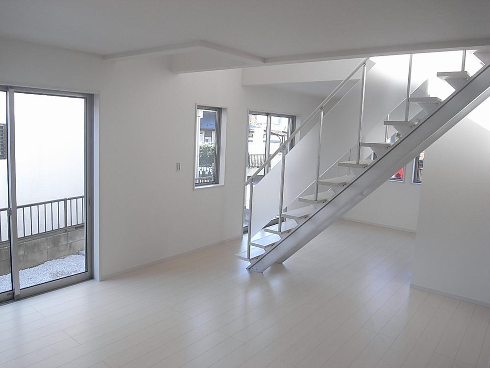 Living. A living room with a skeleton stairs