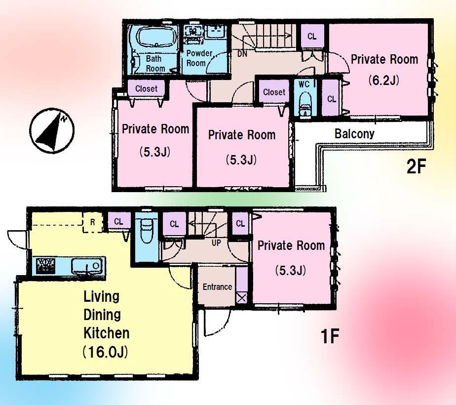 Floor plan. 40,800,000 yen, 4LDK, Land area 110.9 sq m , Building area 88.74 sq m ● Zenshitsuminami facing 4LDK