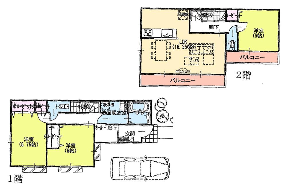 Building plan example (floor plan). Building plan example (A No. Ward) 3LDK, Land price 28.8 million yen, Land area 110.9 sq m , Building price 12 million yen, Building area 87.66 sq m