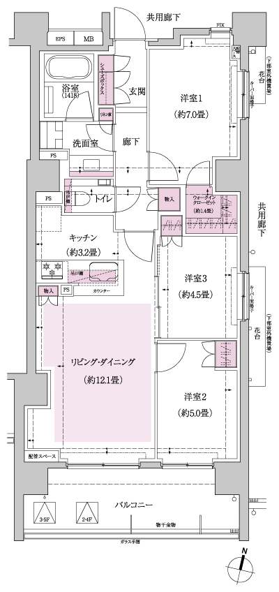 Floor: 3LDK + WIC, the area occupied: 72.1 sq m, Price: TBD