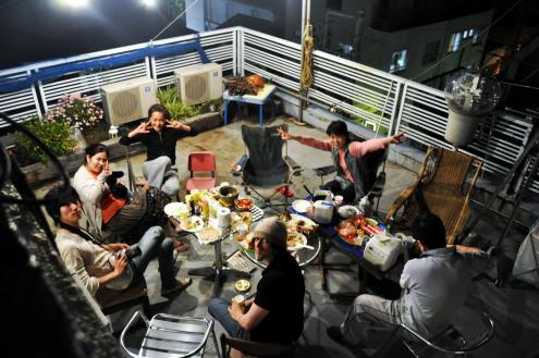 View. Sumida River fireworks display on the roof