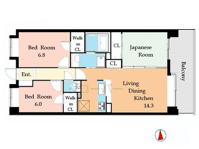 Floor plan. 3LDK, Price 29,800,000 yen, Occupied area 70.45 sq m , Balcony area 12.2 sq m