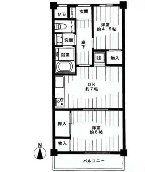 Floor plan. 2DK, Price 22,800,000 yen, Footprint 43.7 sq m , Balcony area 5.32 sq m
