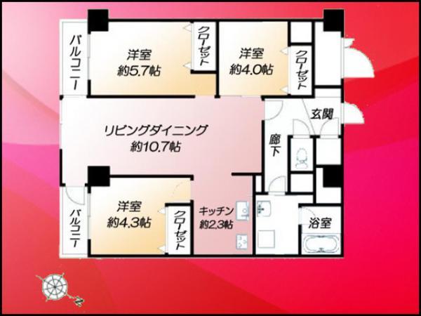 Floor plan. 3LDK, Price 38,800,000 yen, Occupied area 77.86 sq m , Balcony area 5.14 sq m ~ New interior full renovation 3LDK Mansion ~