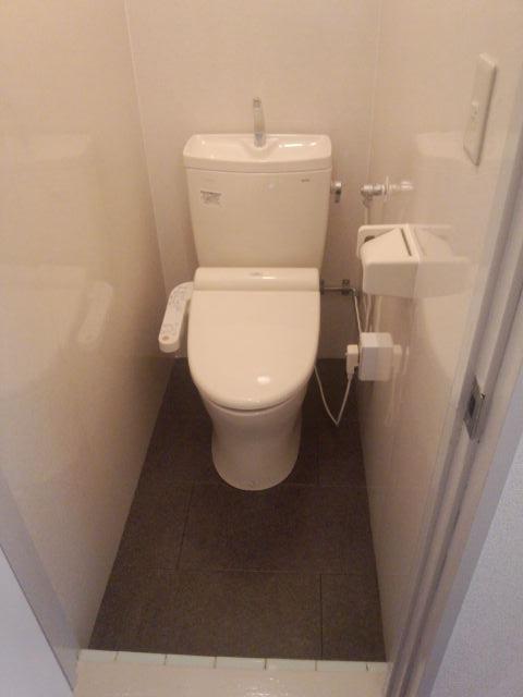 Washroom. Warm water cleaning toilet seat with toilet