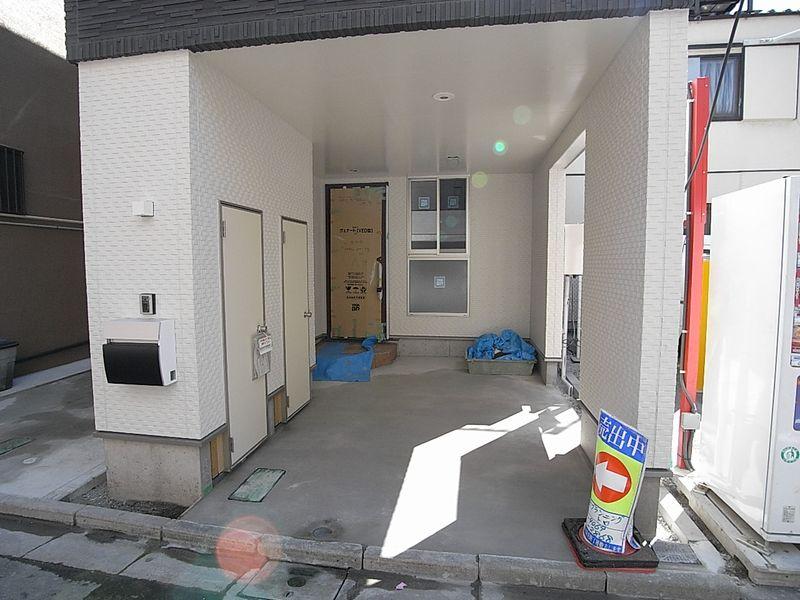 Parking lot. Built-in garage