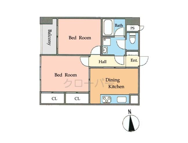 Floor plan. 2DK, Price 24.6 million yen, Occupied area 41.55 sq m