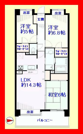 Floor plan. 3LDK, Price 29,800,000 yen, Occupied area 70.45 sq m , Balcony area 12.2 sq m