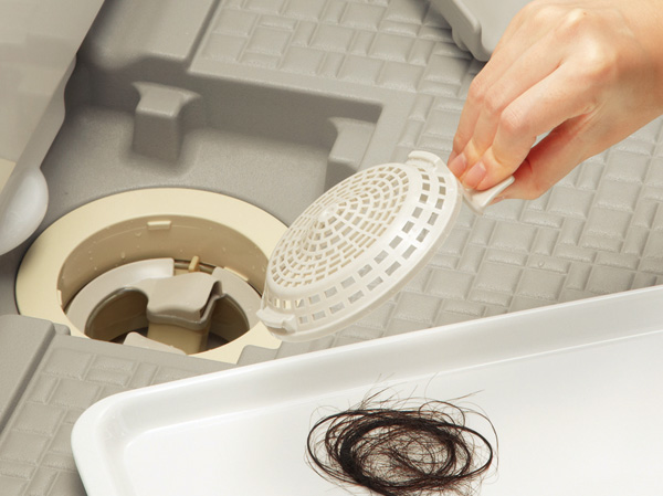 Bathing-wash room.  [Cleaning is easier, Kururin poi drainage port] To generate a "vortex" when to drain the remaining water in the bathtub, Since the clean summarize the trash, such as hair, Cleaning is also easier drainage outlet.