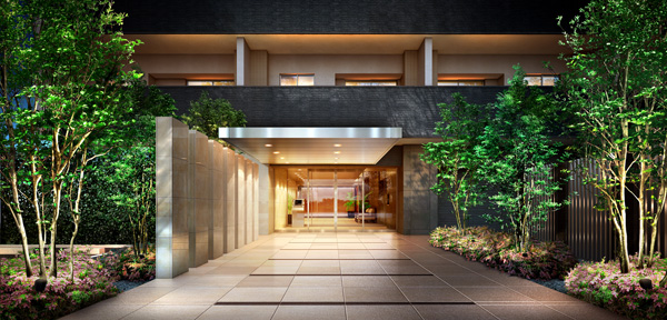 Shared facilities.  [Entrance Rendering] Entrance is, Comprising a approach with depth, Space of moisture and the room that was followed by a green to the left and right. Further followed by a long hall, such as the gallery before you unlock the auto-lock, Decoration wall of Kichotate grid will shine at random in front of the ice top. It drew an elegant space in which mood is changed slowly from public to private to one to advance the foot.