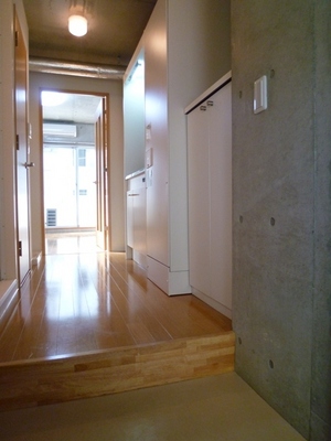 Entrance. Shoe box on the right hand side