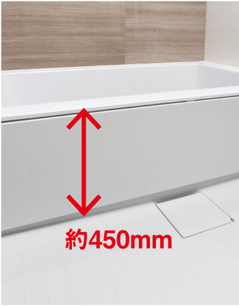 Bathing-wash room.  [Low-floor type unit bus ・ Warm bath] Suppress the straddle sales to bath to about 450mm, Steps of the entrance was also as much as possible resolved, Adopt a unit bus of the low-floor design. further, Installing a handrail on the wall. Corresponding to the aging society can and out of the bathtub while caught in the handrail, Is a specification-friendly people. Since the tub edge is wide puts sitting at the time of bathing. Also, Adopting the hot water is less likely to cool down "warm bath" by the use of heat-insulating material. Economic saves Reheating and adding hot water because the water temperature is long-lasting.