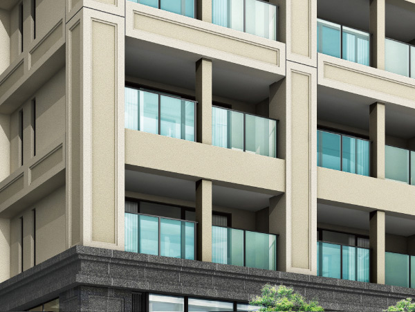 Features of the building.  [Through the years, It should be noted that materials and design which increases the style of a mansion] Carving that has been subjected to throughout the facade to create a shadow, It boasts a unique texture and beauty "Oedo Tower Residence". Carefully selected materials that taste overlaid the years deepens adopted, Design to show the two layers in one layer Ya, In devising of building modeling and color ring segment effect is born, Etc. to reduce the intimidating with the high-rise tower apartment, We have to cherish the harmony with the surrounding landscape. Style to increase each time the live, A high-quality design that is handed down, This mansion in the history of the town, And it will be sublimated into a masterpiece. (Exterior view)