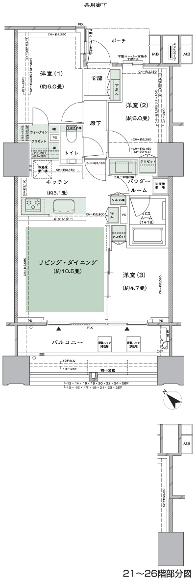 Floor: 3LD ・ K + WIC (walk-in closet), the occupied area: 64.48 sq m, Price: TBD
