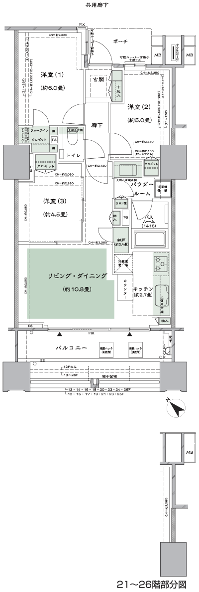 Floor: 3LD ・ K + WIC (walk-in closet) + N (storeroom), the occupied area: 64.48 sq m, Price: TBD