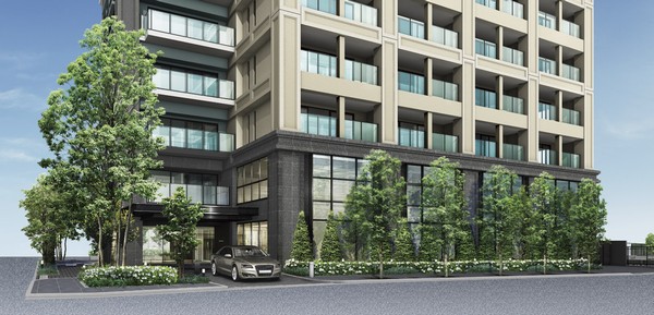 Magnificent entrance decorated with natural stone (Rendering)