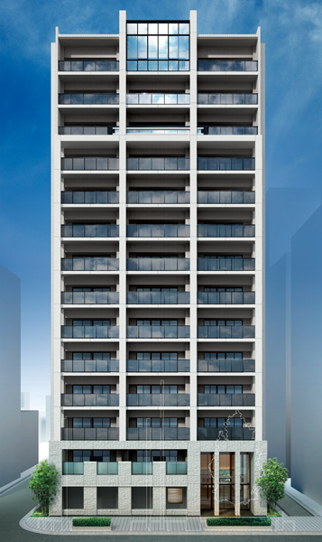 Features of the building.  [appearance] Stylish appearance engender the impression that the design of the grid that emphasizes the horizontal and vertical lines are sophisticated (Rendering). Established a terrace in greening has been rooftop