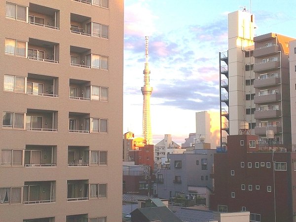 Balcony. Sunset of Sky Tree