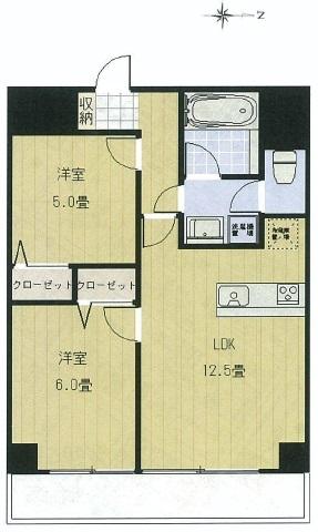 Floor plan. 2LDK, Price 25,800,000 yen, Occupied area 51.03 sq m , Balcony area 5.22 sq m