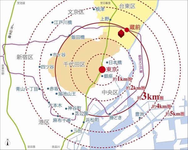 Tokyo Station 3km area view