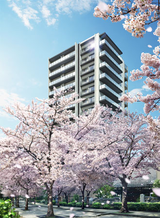 Shared facilities.  [Entertain a row of cherry trees to the south, Modern Residence] So as to be continued with the rich nature of Sumida Park, Beautiful park of cherry trees have spread to the south of the local. Taking advantage of the openness of the south to fully, Enjoy to the full extent the light of the sun-drenched and sparkling, It creates the residence of the south-facing center. (Exterior view)