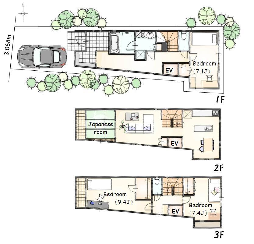 Floor plan. 82,800,000 yen, 4LDK, Land area 75.73 sq m , Building area 135.77 sq m ◇ Words stage Hanakawado Building B ◇ 4LDK + with rooftop! 