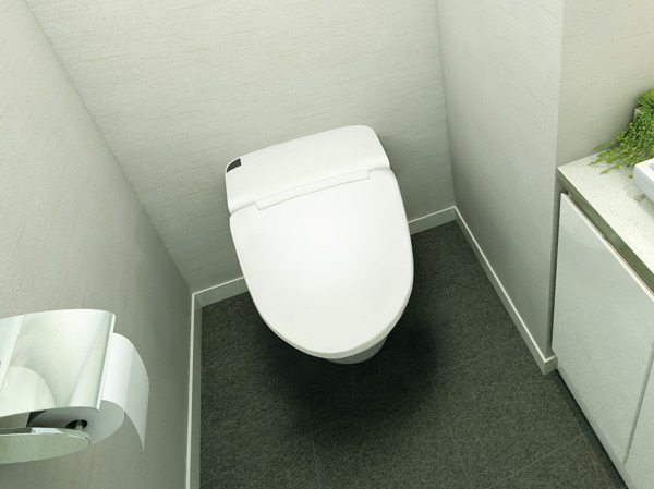 Toilet.  [Tank-less multi-function shower toilet] Fully automatic toilet bowl cleaning, Maru wash washing, W power deodorizing, Shower toilet with a water-saving feature is standard equipment.