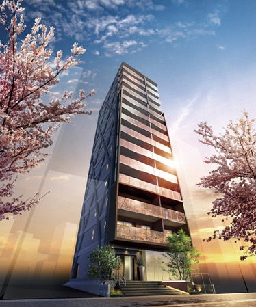 Buildings and facilities. We are born along the Sumida park <Glen Doll Asakusa>. Appearance rich the outer wall to the design was the concrete breath.  ※ Exterior - Rendering