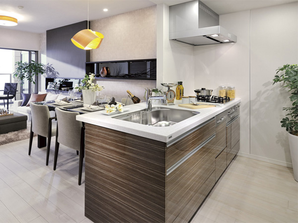 Kitchen.  [kitchen] Sink and significantly elevated kitchen to ensure the wide cooking space with reduced dead space by approach to end the stove housework efficiency. (Bos type same specifications)