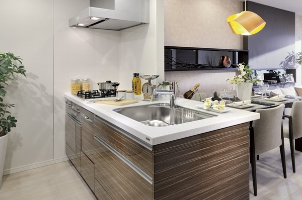 Building structure. living ・ Open counter kitchen (model room dining and a sense of unity is born / Bos type same specifications)