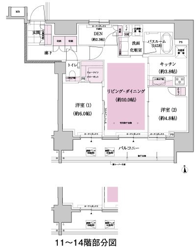Floor: 2LDK + DEN + WIC, the area occupied: 67.4 sq m, Price: 47,928,000 yen ~ 51,425,000 yen, now on sale