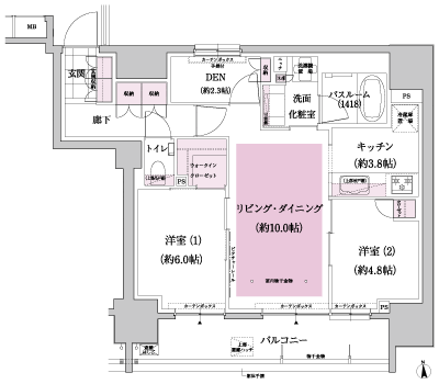 Floor: 2LDK + DEN + WIC, the occupied area: 67.09 sq m, Price: 43,302,000 yen, now on sale