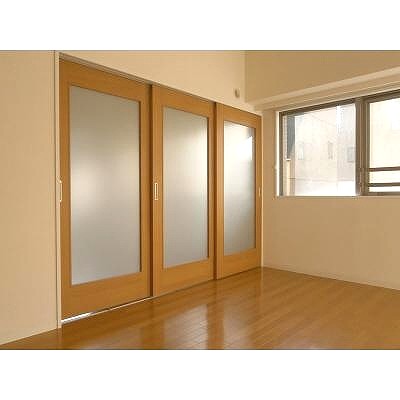 Living and room. Bright partition door and elegant