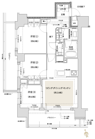 Floor: 3LDK, occupied area: 67.05 sq m