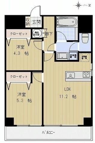 Floor plan. 2LDK, Price 25,800,000 yen, Occupied area 51.03 sq m , Balcony area 5.22 sq m