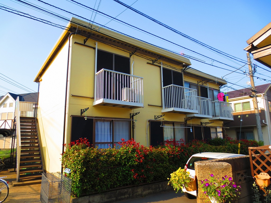 Building appearance. With shutter shutters