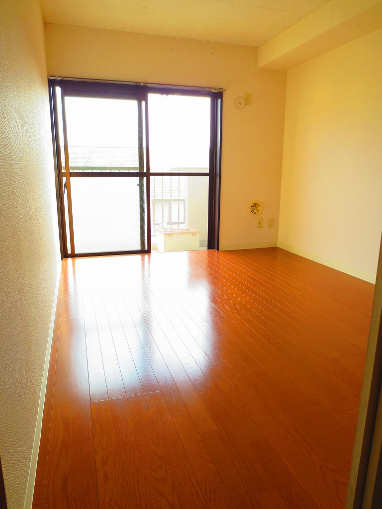 Living and room. Simple wooden floor is clean