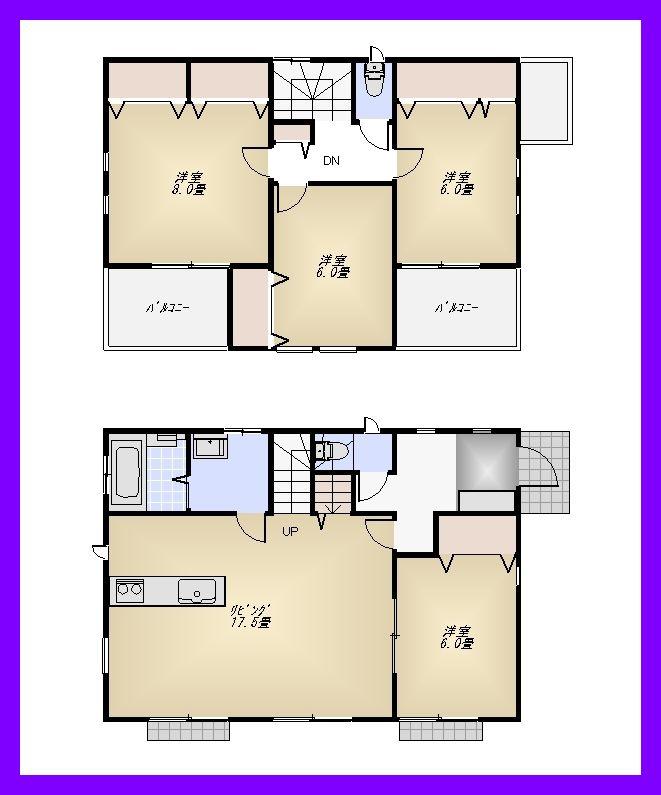 Floor plan. (A Building), Price 51,800,000 yen, 4LDK, Land area 176.13 sq m , Building area 105.98 sq m