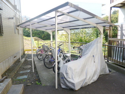 Other common areas. Bicycle parking lot with a roof