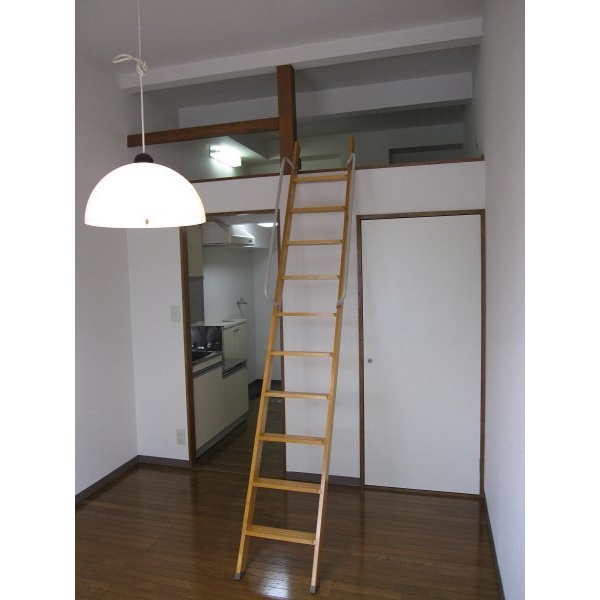 Living and room. The ceiling is high open because there is a loft. 