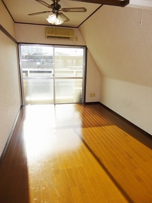 Living and room. Bright room in the top floor