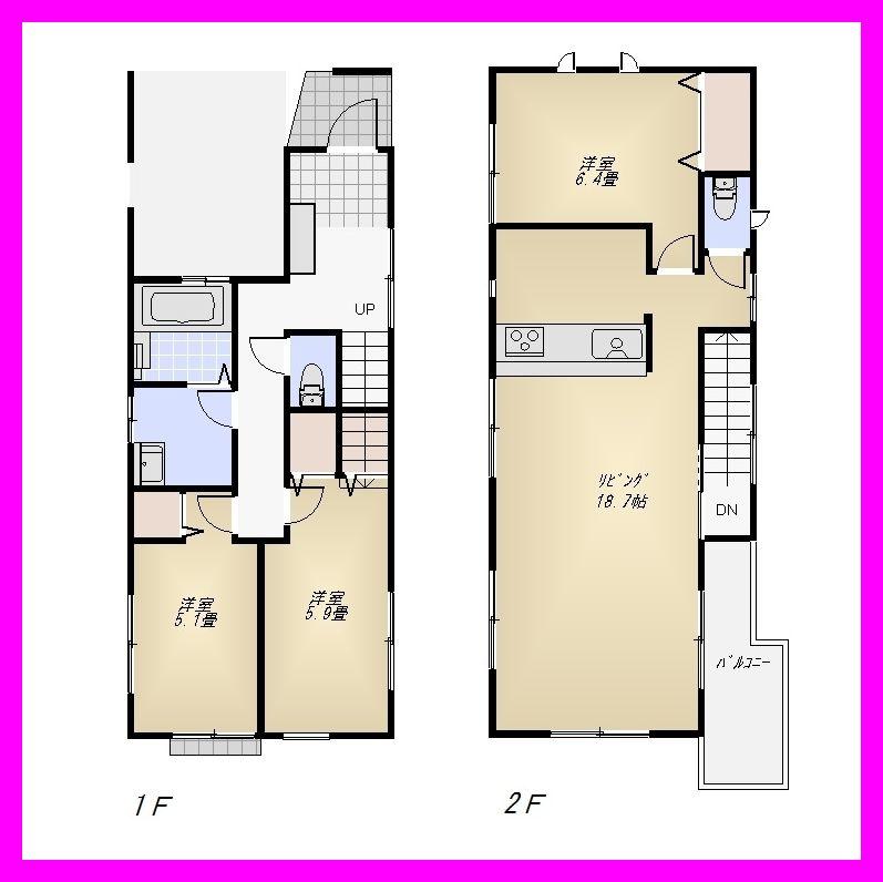 Floor plan. 39,800,000 yen, 3LDK, Land area 83.67 sq m , Building area 85.37 sq m
