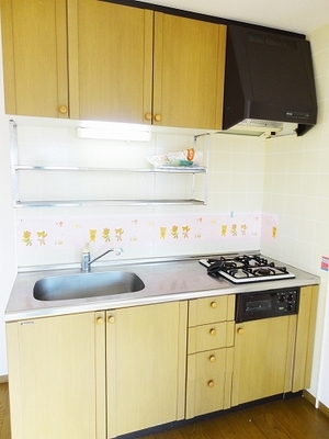 Kitchen. Two-burner stove is equipped with a kitchen